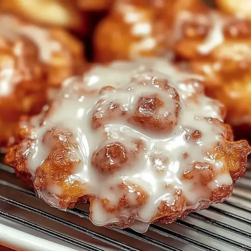 Cinnamon Apple Fritters with Vanilla Glaze