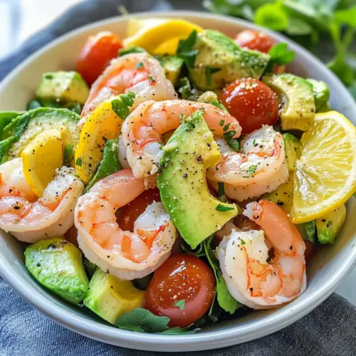 Lemon Shrimp + Avocado + Tomato Salad