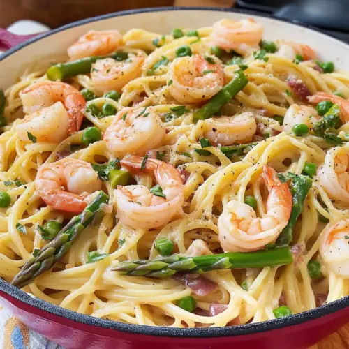 Shrimp Asparagus Carbonara