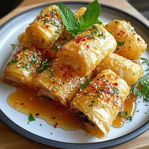 Oven Fried Feta Rolls with Chili Honey